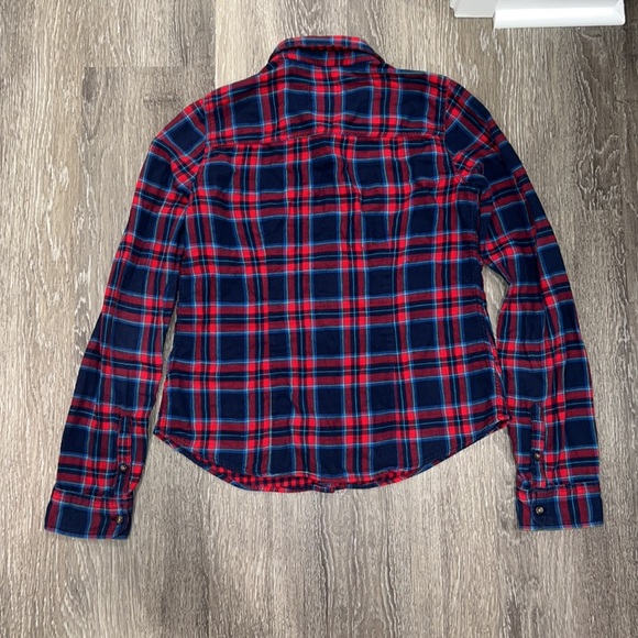 Hollister Red Blue Plaid Button Up Medium - Picture 6 of 6